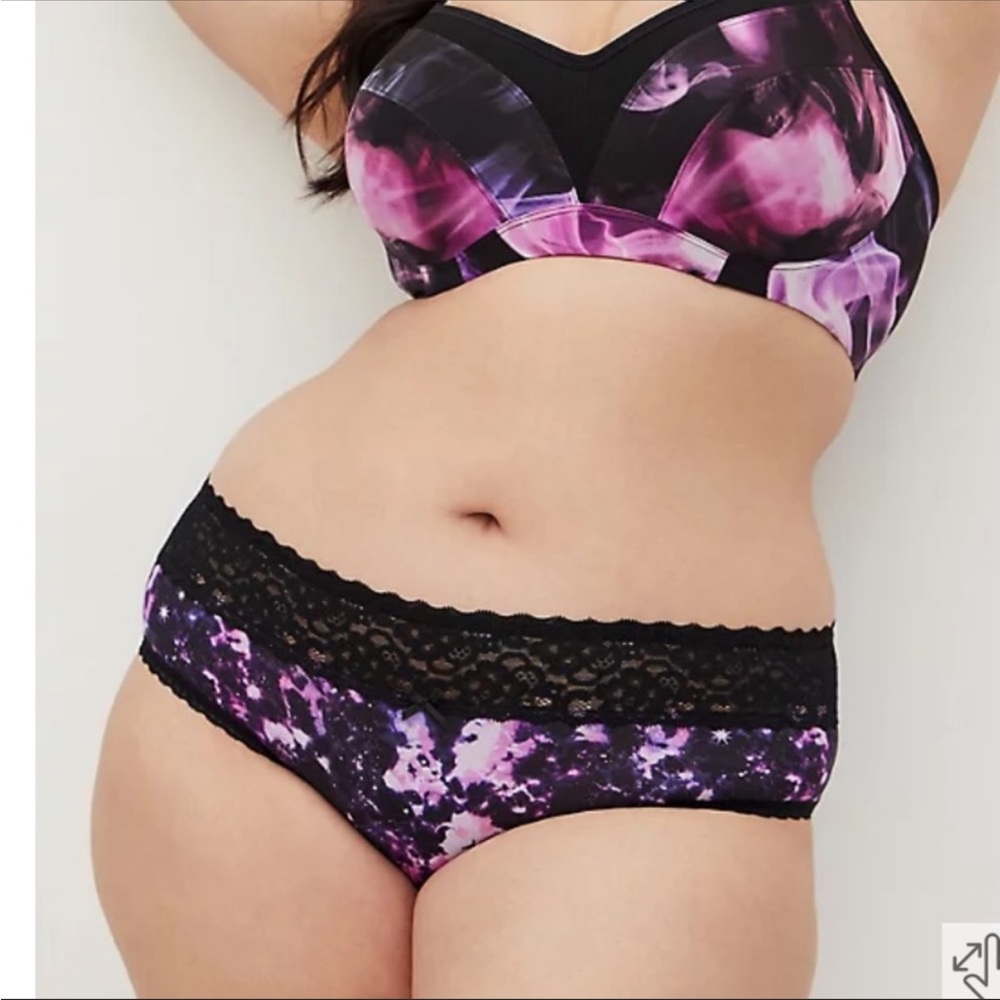 LAST ONE Torrid Size 2 Wide Lace Purple Galaxy Print Cotton Hipster Panty NWT
